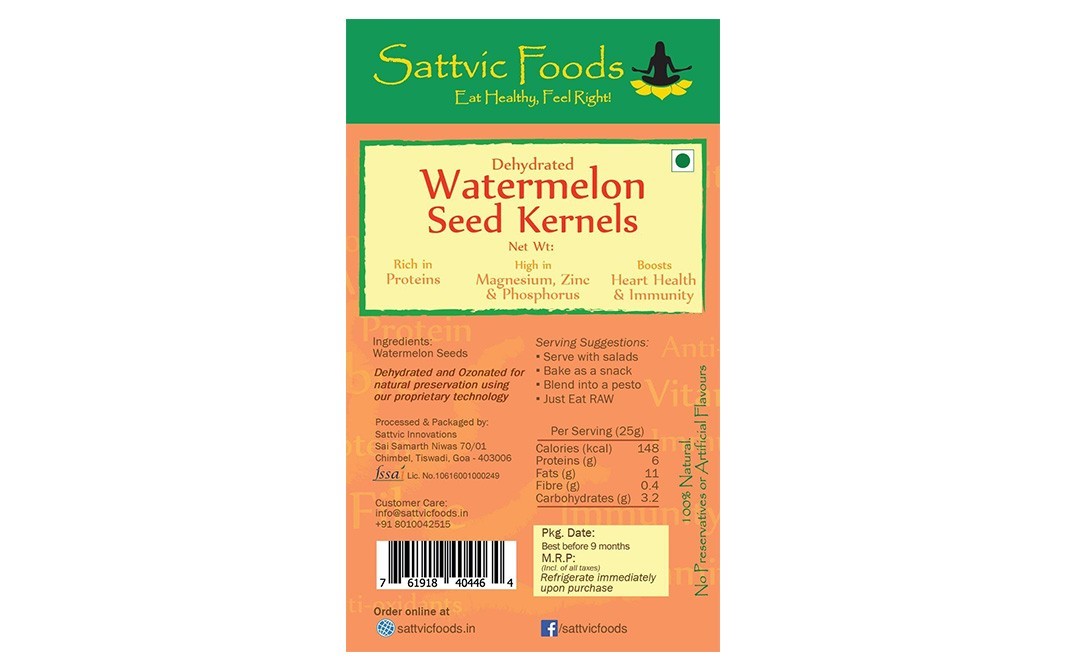 Sattvic foods Dehydrated Raw Watermelon Seed Kernel   Pack  250 grams